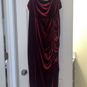 ASOS DESIGN Curve cami ruched skirt midi dress in wine velvet